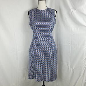 J.McLaughlin Dress Women XS Blue Geometric Sleeveless Rayon Blend Shift Sheath